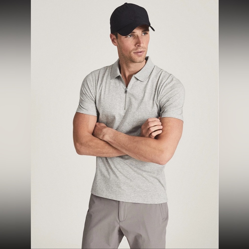 Reiss Belfry Mercerised Egyptian Cotton Polo in Soft Grey